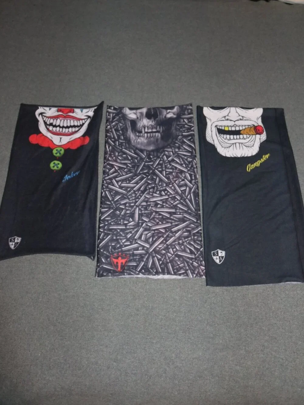 Neck Gaiter Bandana Lot - SA Company Tubular Face Sheild Skull Joker Gangster